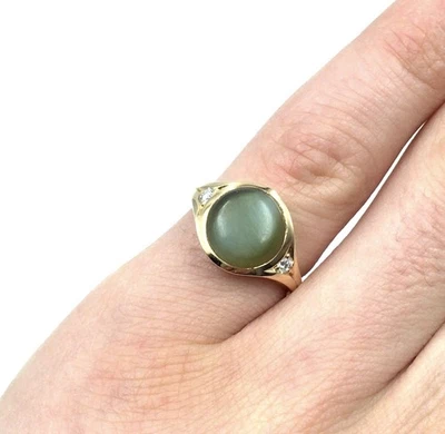 18kt Gelbgold Ring Diamanten 750 Gold Schmuck Tannen grüner Turmalin 17.5mm / 55 - Bild 1 von 4