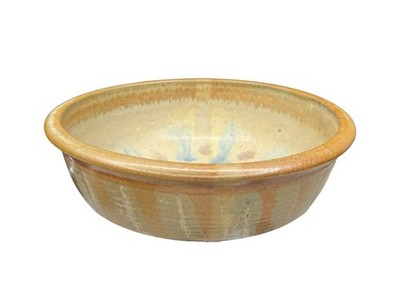 Handmade Studio Pottery Stoneware Bowl Drip Glaze Blue Brown Signed￼