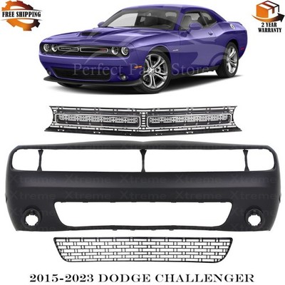 Front Bumper Cover Primed & Grille Assembly Kit For 2015-2023 Dodge Challenger