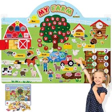 99 Pcs Farm Animals Felt Story Board Set, 3.9 Ft Preschool Farmhouse Barnyard Th