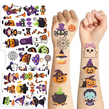 10 Sheets Halloween Temporary Tattoos Kids Pumpkin Fake Tattoo Party Favor Decor
