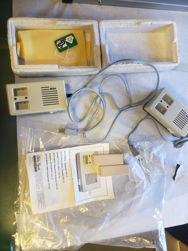 2  Otto bock 757B15 myoelectric arm batteries and chargers, used 