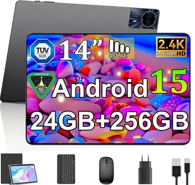 2026 Tablet 14 Zoll 24GB RAM+256GB ROM Android 15 8 Core 5G+2.4G WiFi GPS 2SIM