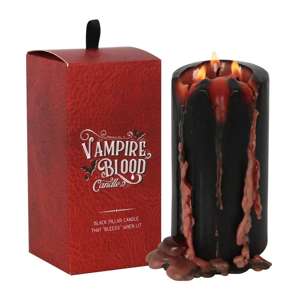 LARGE Vampire Blood Pillar Candle Gift Idea Bleeds When Lit (DENTED BOX SEALED)