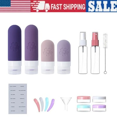 17x Silicone Travel Bottles Set Refillable Portable Lotion Shampoo Container AU