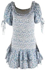 LOVESHACKFANCY BLUE COTTON MINI DRESS MEDIUM