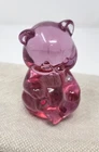 Vintage Fenton Pink Cranberry Art Glass Sitting Bear Figurine 3.5" with Tag