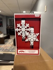 Set Of 2 White Snowflake Stocking Holders