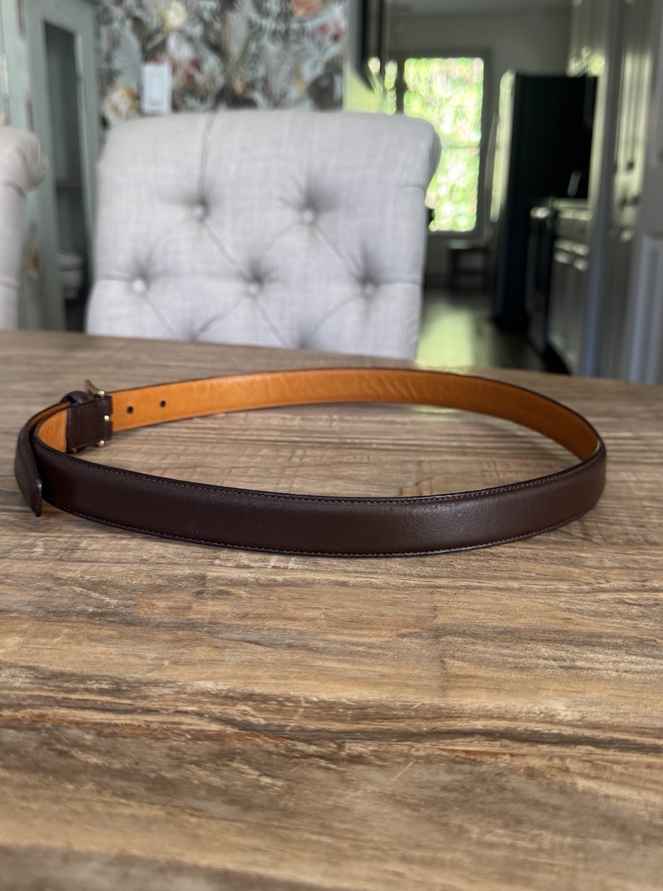 Vtg Lauren Ralph Lauren Brown Italian Leather Belt Brass Buckle L / 32" Womens thumbnail 4