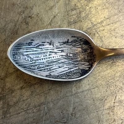 Antique R Wallace Sons Sterling Silver Union Stockyards Chicago Souvenir Spoon