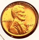 1947-P Lincoln Wheat Cent Penny GEM RED BU From an Original Bank Roll