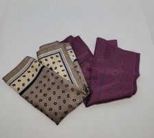 Vintage Handkerchief Purple Gray Tan Hankie Paisley Floral Set