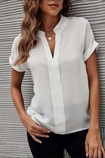 Blusa para mujer - Blusa de manga corta con muescas talla completa