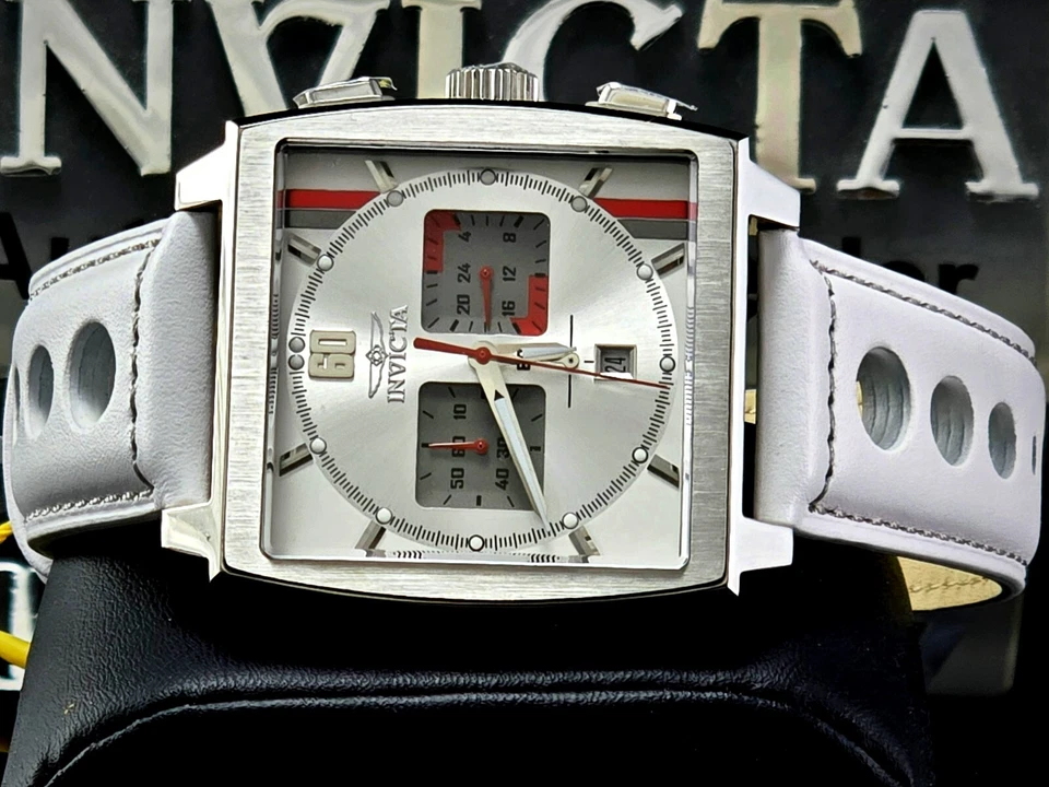 Invicta Men S1 Rally Multicolor Dial Chronograph Quartz 45mm White Leather Watch - Image 2 of 4