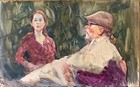 Gerald Spencer, artist, watercolor painting, Self-portrait with woman model — photo 1