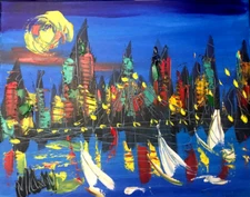 CITYSCAPE ART Mark Kazav  Large Abstract Modern Original Oil Painting CanVFTH