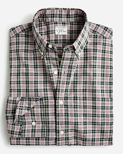 J Crew Men's Slim Fit Plaid Secret Wash Shirt - Classic Button Down With Chest Pocket
