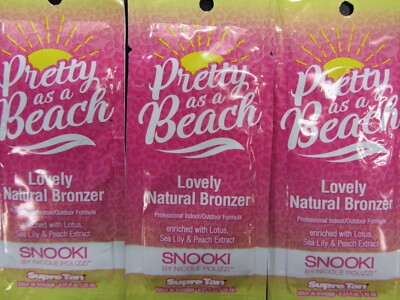 5 PACKETS of SUPRE SNOOKI PRETTY AS A BEACH NATURAL BRONZER TANNING LOTION