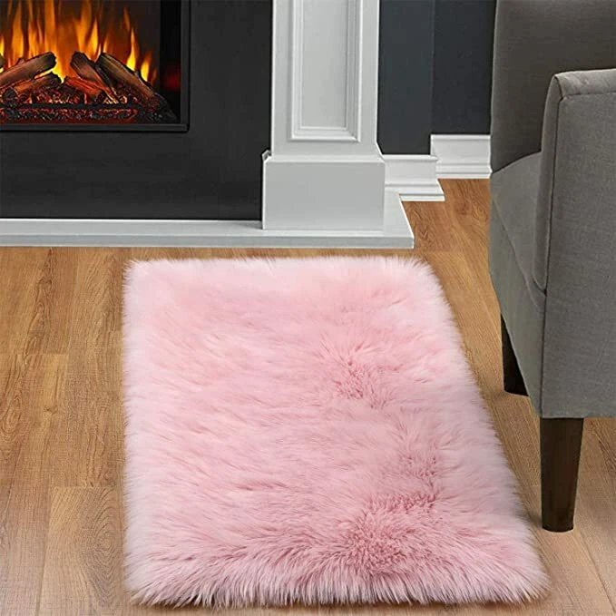 JOYFEEL Soft Fluffy Pink Rugs for Girls Bedroom Living Room, Fuzzy Faux Fur  Area