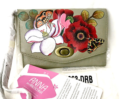 Anuschka Anna NWT Flap-over Organizer Clutch Wristlet-Dreamy Blossoms 1863-DRB