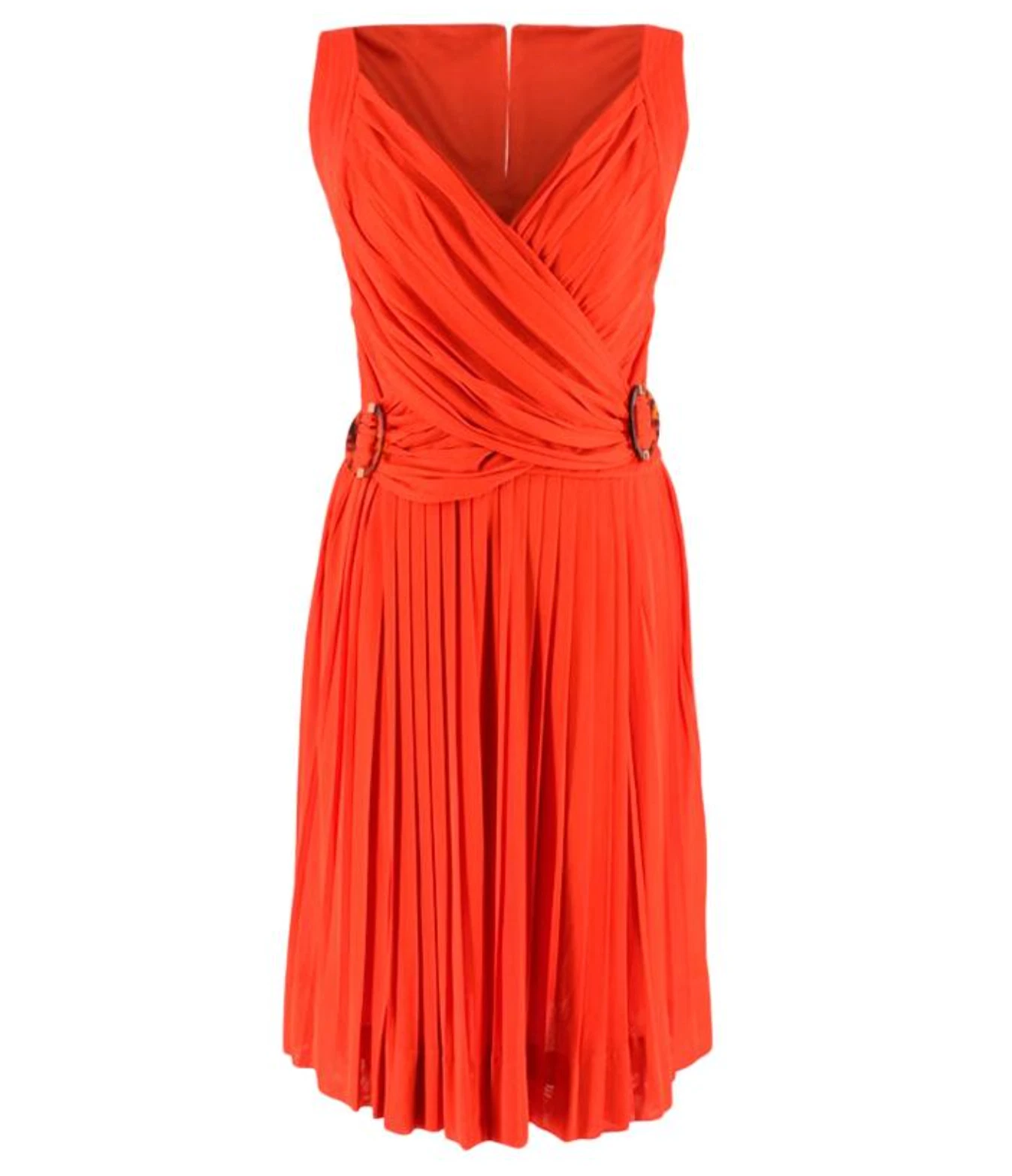 Robe à boucles à encolure en V plissées corail GUCCI orange neuve avec étiquette M moyenne
