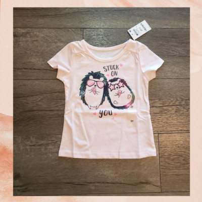 Toddler Girl's Pink Stuck on You Graphic Sparkle T-Shirt Epic Threads Size 2T