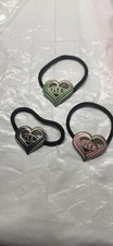 Metal Heart Elastic Hair Ties Ponytail Holder For 3 Color Set Women Hair