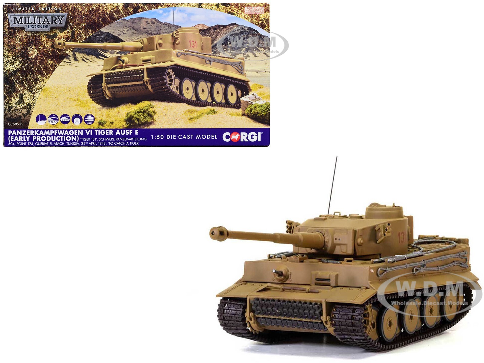 PANZERKAMPFWAGEN VI TIGER AUSF E ТАНК ТИГР 131 МОДЕЛЬ 150 ОТ CORGI CC60515 14190₽