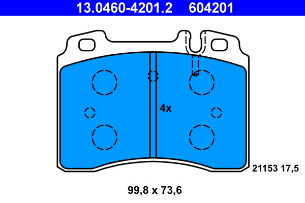 ATE 13.0460-4201.2 Brake Pad Set, disc brake for MERCEDES-BENZ