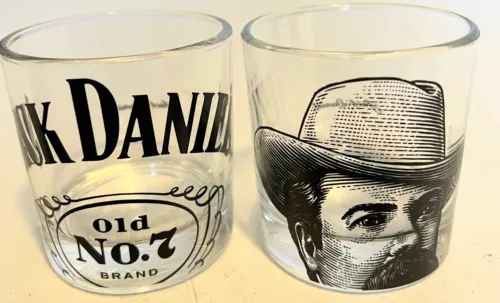 COLLECTORS Jack Daniels Old No. 7 Tennessee Whiskey Portrait 2 Glasses Bar Drink