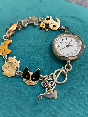Anne And Jane Harvey Silver Cat Watch/Bracelet Vintage Anne & Jane Harvey Sterling Silver Dog Charm Watch  main image 2