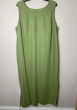 Jessica Howard Maxi Dress Womens Plus Size 18W Green Linen Sleeveless Lined