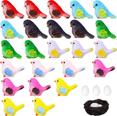 28 Pcs Miniature Decorative Figurines Tiny Resin Birds Model Figurine for Fairy 