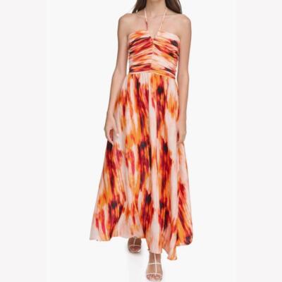 DKNY Women's Multi and Orange Dress