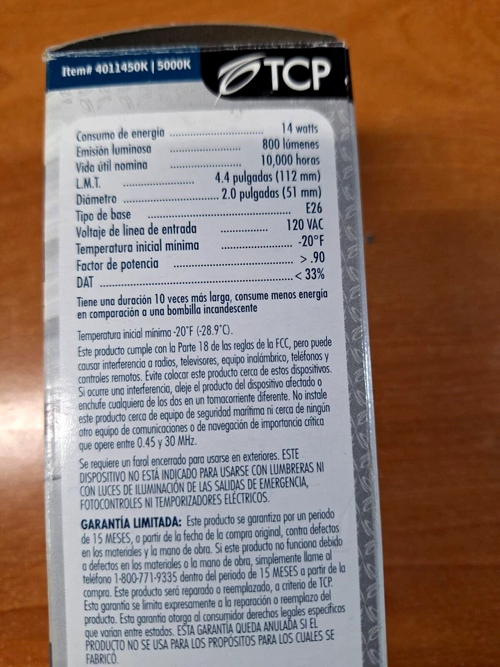 TCP PRO 4011450K 14W 5000K 800L T3 COIL CFL DIMMABLE SPRINGLAMP 40114 FREE SHIP - Image 4 of 4