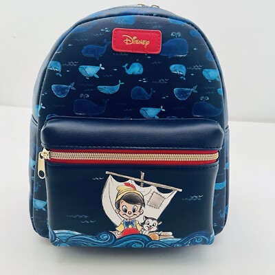 Loungefly Disney Pinocchio Sailing Figaro Whales Mini Backpack Bag Purse  NEW