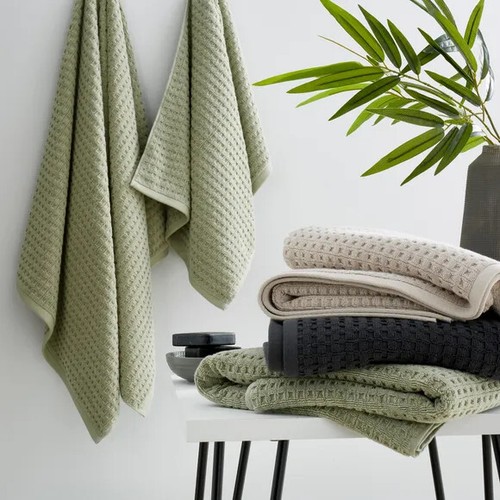 LUXURY 6 PIECE TOWEL BALE SET 100% PURE EGYPTIAN COTTON WAFFLE BATH HAND FACE - Picture 6 of 24
