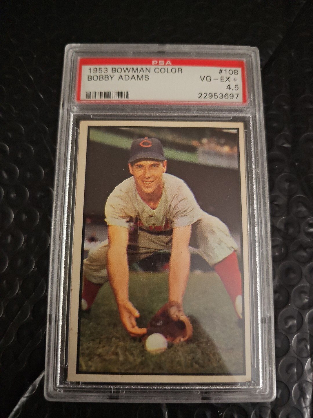 BOBBY ADAMS PSA 4.5 VG-EX+ 1953 Bowman Color Card #108 Cincinnati Reds