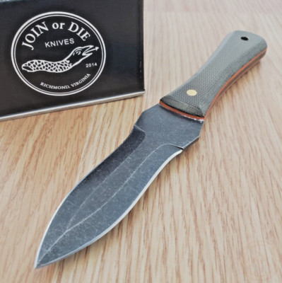 Join or Die Knives Ace Fixed Knife 3'' Nitro V Steel Blade Green Micarta Handle