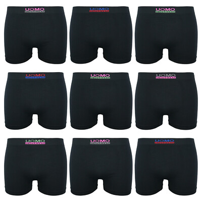 10er Pack Boxershorts M/L Uomo schwarz Microfaser Herren Unterhose UNI Basic Boy