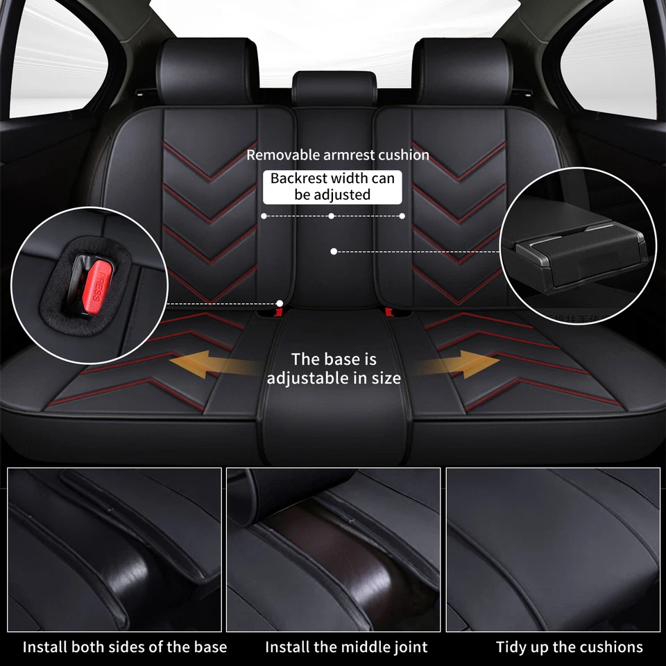 Front & Rear 5-Seat Covers Faux Leather Pad Full Set For KIA Amanti 2004-2008 - Image 2 of 4