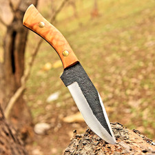 Custom Made Forged Carbon Steel Blade Bowie Hunting Knife Leather cover 2927