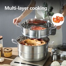 Stainless Steel 5 Tier Pot Steaming Food Steamer Cooking Cooker Cookware Large