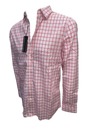 Banana Republic Mens Non-Iron Pink Plaid Slim Fit Button Down NWT
