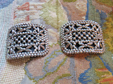 Vtg Antique Victorian Art Deco Silver Steel Cut Shoe Buckle Clip EVERGRIP FRANCE