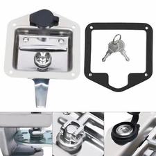 6pcs Stainless Steel Folding T Handle Tool Box Door Latch Trailer Caravan+Keys