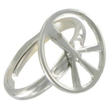 Silver Tone Peace Sign Ring Kim Craftsmen Vintage Adjustable Size