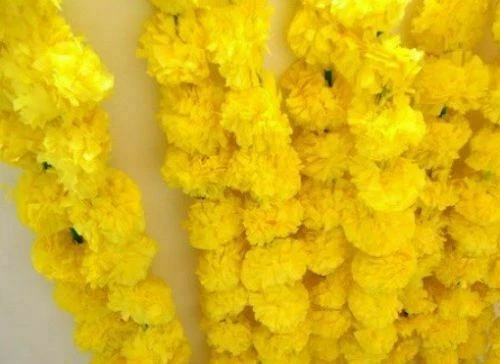 50 Pcs Artificial marigold flower garlands Vine wedding Indian event decoration - Image 2 of 4
