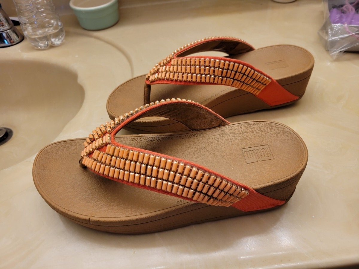 Surfa Crystal Platform Fitflop Sandals - Coral - Size 6 M | eBay
