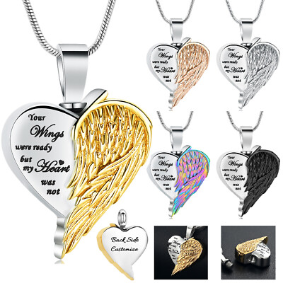 Your Wings Were Ready But My Heart Was Not Urn Pendant Memory Necklace for Ashes